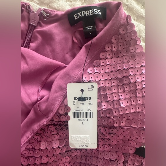 PRICE FIRM Mardis Gras Purple Matte Sequin Backless Halter Mini Dress LG - Picture 6 of 6